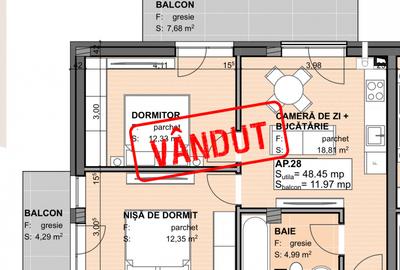 Apartament de vânzare cu 3 camere la stadiul de semifinisat in Apahida - 3