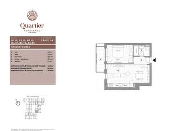 Quartier Ferdinand – Studio Dublu - Loc de parcare inclus - 1