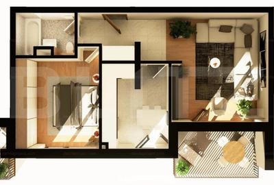 Apartament cu 2 camere semidecomandat în Între Lacuri