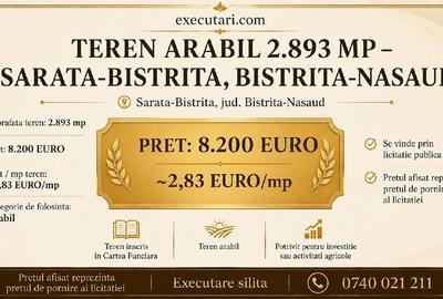 Teren agricol extravilan de 2893 mp, în Sărata
