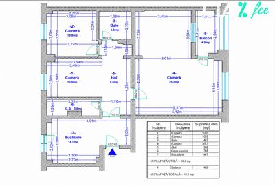 Apartament 4 camere | Șos. Virtutii | 93,5 mp | etaj 3/8 | 2 bai | Com 0% - 16