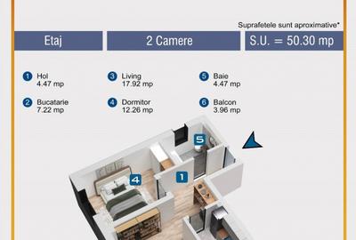Apartament 2 camere, 54 mp decomandat , conf 1, bloc nou Ilie Petre, Chiajna - 1