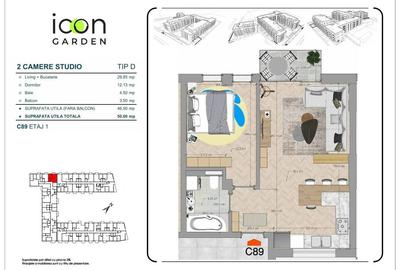 Apartament 2 camere, etaj 1, ansambku nou - ICON Garden - 6