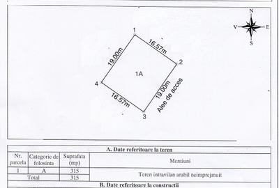 Teren Construcții intravilan de 315 mp, în Viile Noi