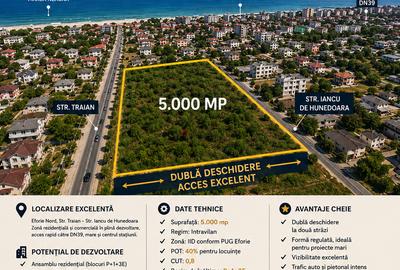 Teren 5.000 mp Eforie Nord | Dublă Deschidere | POT 40% | Ideal Investiție - 1