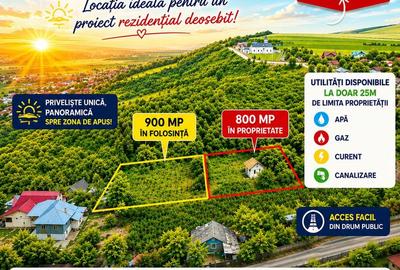 TEREN CU PRIVELIȘTE PANORAMICĂ EXCEPȚIONALĂ – 1.700 MP, ZONA GURA BUSTEI; - 1
