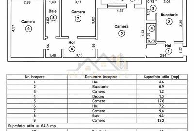 Apartament 3 camere, semidecomandat, et.3,  69 mp-Zona Girocului - 9