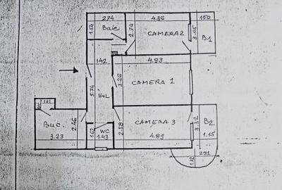 Apartament cu 3 camere decomandat în Gară