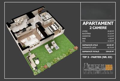Apartament cu 2 camere decomandat în Popești-Leordeni