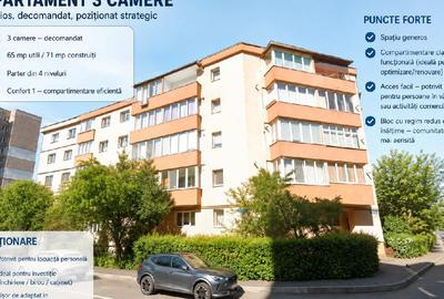 Apartament cu 3 camere decomandat în Central