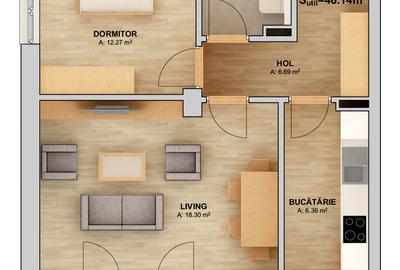 Apartament 2 camere 49 mp + balcon - decomandat - Doamna Stanca - Orhideea - 5