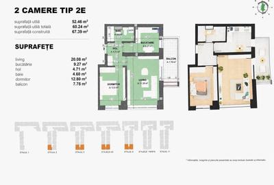 Apartament 2 camere – DOI COCOSI RESIDENCE- Vedere Panoramica spre Lac-Etaj 7 - 5