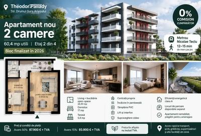 Apartament cu 2 camere semidecomandat în Theodor Pallady