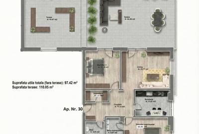 Penthouse 3 camere 97mp + 110mp terasa | 0 comision | Sisesti - 3