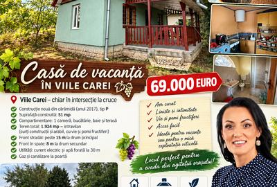CASĂ DE VACANȚĂ ÎN GRADINA VIILOR CAREI CU 1.924 MP TEREN FRONT 15M - 1