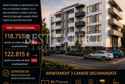 3 Camere | Ansamblu Nou | Incalzire in Pardoseala| Parcare bonus la orice avans - 1