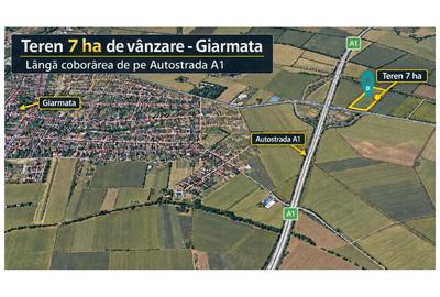 Teren agricol extravilan de 70201 mp, în Giarmata