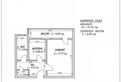 Km 4-5, Garsoniera decomandata  44 mp – Gaze, ANAF, comision 0% - 5