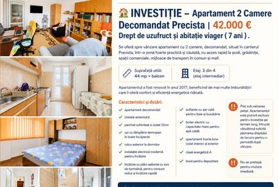 Investiție Apartament 2 Camere Precista – 42.000 € - 1