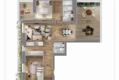 Apartament cu 3 camere la inchiriere in Amber Forest - 12