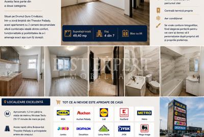 2 Camere Decomandat| Etaj 4/7 |Centrala Proprie | Aer Conditionat | Zona Pallady - 1