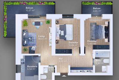 Apartament cu 3 camere decomandat în Militari