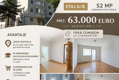 Apartament cu 2 camere, etaj 6 cu lift, VASLUI - zona CENTRU - AUROCOR; - 1