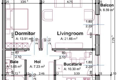 Apartament cu 2 camere decomandat în Trivale