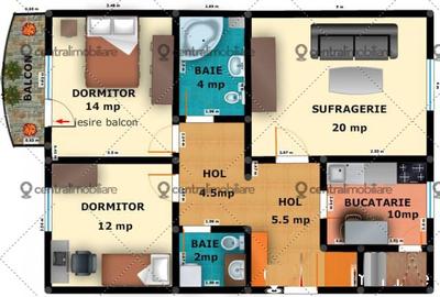 Apartament cu 3 camere decomandat în Nerva Traian