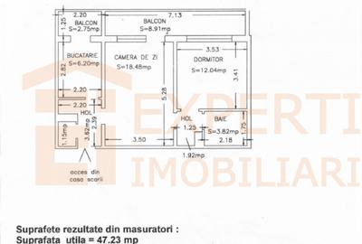 Apartament cu 2 camere semidecomandat în Central