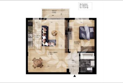 Apartament cu 2 camere semidecomandat în Est