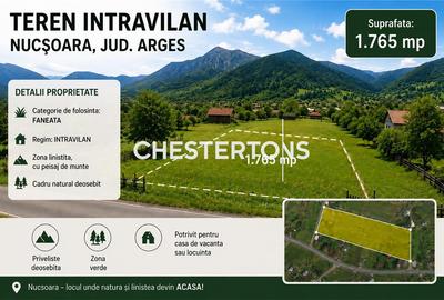 Teren intravilan de vanzare in Nucsoara, Arges | parcela generoasa 1.765 mp | zo - 1