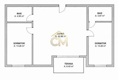Apartament 3 Camere- 66,5 MPU-Etaj 1-Balcon - 1