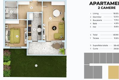 Apartament cu 2 camere, Gradina Proprie, Metrou Berceni 7 minute - 11