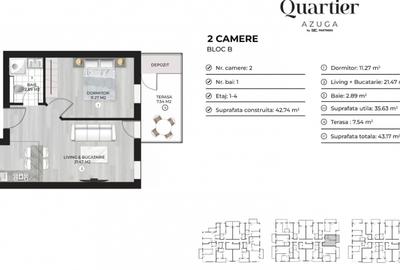 Studio Unic | Quartier Azuga | Mobilat si Utilat |  Ideal Investitie - 8