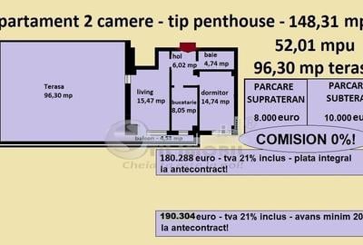 Penthouse 2 camere de vanzare in Iasi, Galata, 148,31 mp, bloc nou - 2
