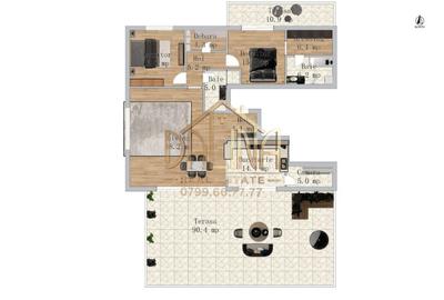 APARTAMENT - 3 CAMERE, TERASA 87.2 MP, 223.5 MP Total - 12