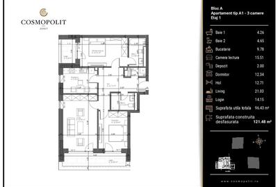 Apartament 3 camere cu balcon de 14 mp, ZENIT Brașov - 2