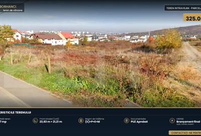 Teren Construcții intravilan de 497 mp, în Borhanci