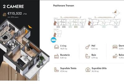 Apartament 2 camere,67.96 mp,bloc nou,zona Nicolina Selgros - 3