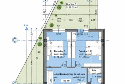 Apartament 3 camere cu grădină privată | Parter | 67 mp utili + 55 mp curte - 1