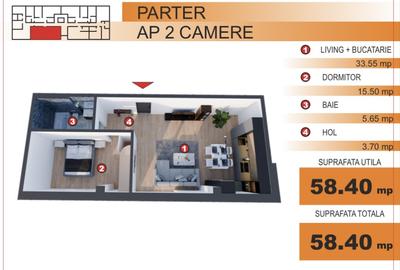 Apartament cu 2 camere decomandat în Central