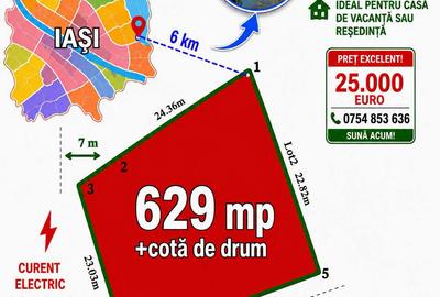 BUCIUM , 629 MP  , deschidere dubla , zona superba situata la 6 km de Iasi - 1