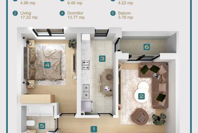 Apartament 2 camere de vanzare decomandat 53mp Militari Residece Comision 0% - 1