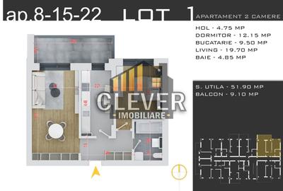 Apartament 2 Camere, 56 mp | Theodor Pallady - 2