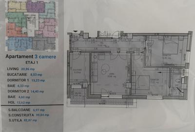 Apartament cu 3 camere în Sisești