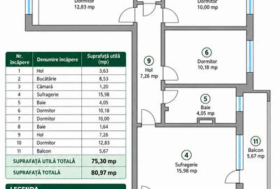 APARTAMENT 4 CAMERE | 80,97 MP  | ÎN SPATELE PARCULUI MIHAI EMINESCU | BOTOȘANI - 19