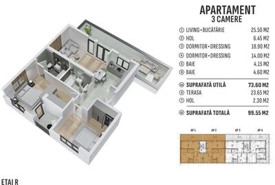 Comision 0% 3 camere Terasa | Prelungirea Ghencea | Latin - 1