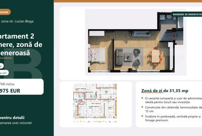 Apartament cu 2 camere semidecomandat în Calea Moldovei
