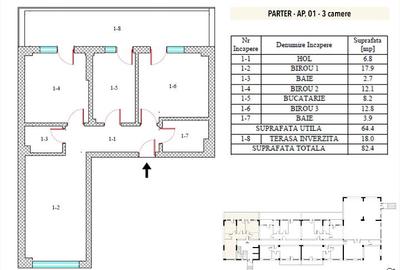 Apartament cu 3 camere în Apărătorii Patriei
